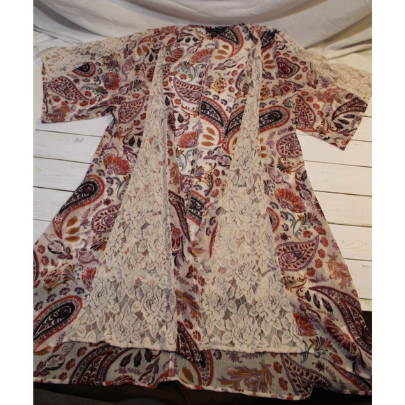 American Eagle Women's M Multicolor Floral Open Front Sheer Kimono Cardigan - Picture 1 of 11